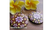 Handmade Wooden Earring Floral Painting